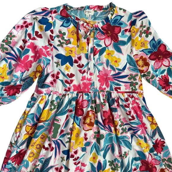 Umgee Long Sleeve Boho Floral Peasant Midi‎ Dress Pockets Multicolor Size Large - Picture 6 of 10